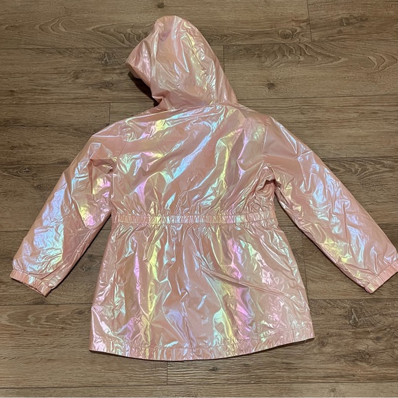 Wonder Nation iridescent light pink lined raincoat jacket size L 10/12 - Picture 2 of 6